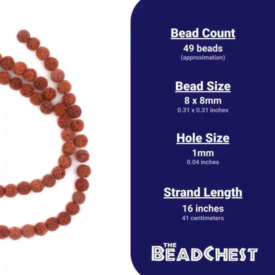 The Bead Chest Cinnamon Brown Volcanic Lava Beads (8mm) {4}