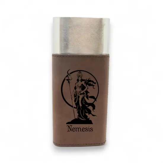 Cigar Case with Cutter - Nemesis Goddess of Revenge - Leather Rustic/Silver {2}