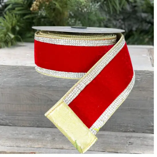2.5" Winter Diamonds Ribbon: Red (5 Yards) {4}