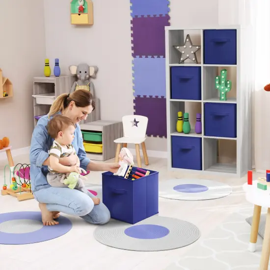 Sorbus Large 13" Storage Bins - 8 Pack Sturdy Collapsible Fabric Storage Cubes with Handles Navy blue {4}