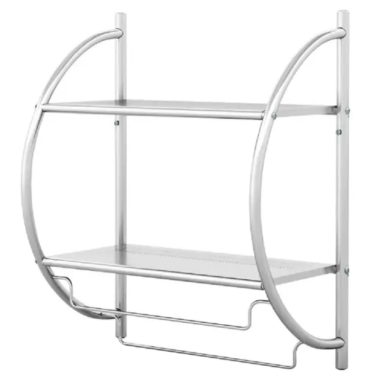 2-Tier Wall Mount Shower Organizer Towel Storage Rack {1}