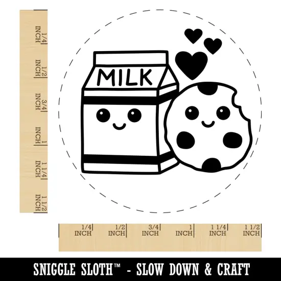 Cute Milk and Cookies Best Friends Love Self-Inking Rubber Stamp for Stamping Crafting Planners Red {1}