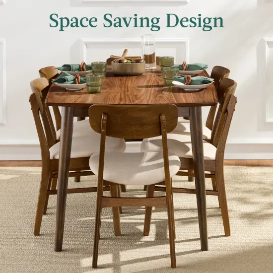 Best Choice Products 7-Piece Mid-Century Modern Upholstered Dining Set, Wooden Table w/ 6 Chairs Walnut/Gray {6}