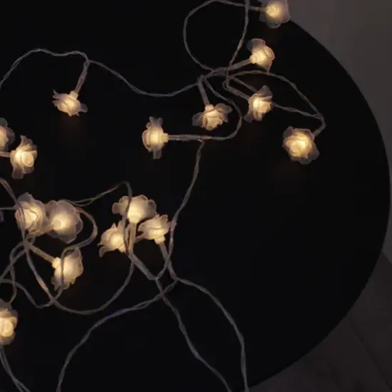 20 LED 5MM Lights With Pvc Rose Flowers warm white {4}