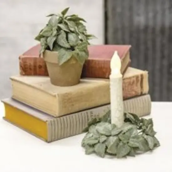 Matte Mint Candle Ring with Neutral Green Mint Leaves for Candle Displays and Mini Wreath Decor {2}