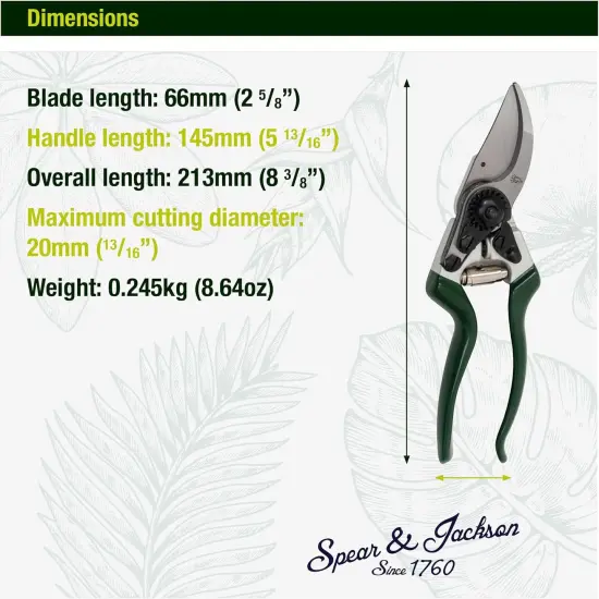 Spear & Jackson Razorsharp Left-Handed Bypass Pruners, Precision Gardening Shears with Carbon Steel Blades for Clean, Effortless Cuts {7}