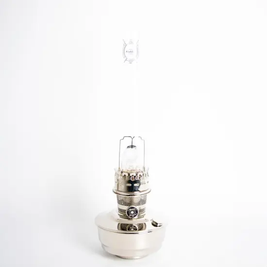 Aladdin Oil Fuel Lamp, Indoor Emergency Lighting for Shelf, Table or Hanging, Chrome or Brass Finish {1}
