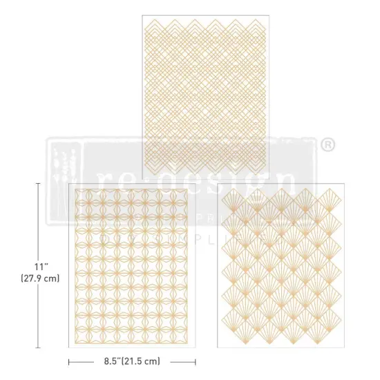 Middy Transfers&reg; - Golden Art Deco - 3 sheets, 8.5"x11" {1}