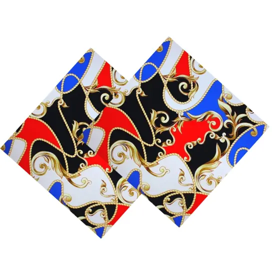 Carousel Printed Spandex Fabric Black/Royal {5}