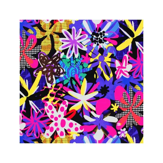 Punk Rock Flowers Printed Spandex Fabric Multicolor {5}