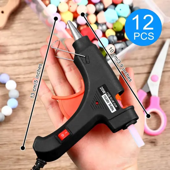 12 Pieces Mini Hot Glue Gun Crafts Hot Melt Guns Fast Preheating and Easy Squeeze Trigger for School DIY Arts Class Projects Office Home Quick Repairs (Black) {2}