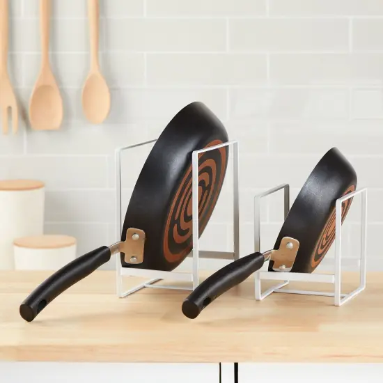 3 Piece Plate Organizer for Kitchen Cabinet, Shelf, 2 Sizes for Pots, Pans, Cutting Boards (White) {3}