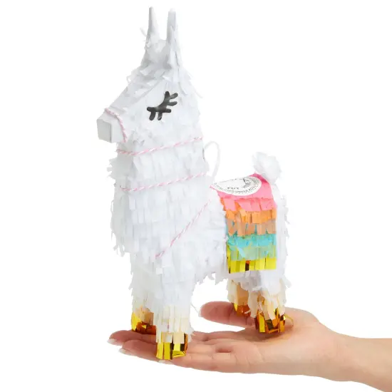 Juvale 3 Pack Mini Llama Pinata - 4.9 x 2.1 x 10.2 in. Multicolor Corrugated Paper & Gold Tissue Accents - Llama Table Decor & Party Supplies - Easy to Fill With Candy & Confetti - Ages 3-14 White {6}