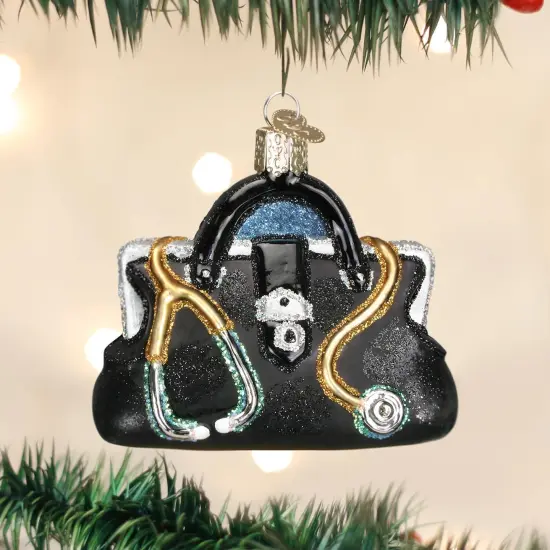 Old World Christmas 2.75 In Doctors Bag Christmas Tree Ornament , Ornament Dr Medical Black {3}