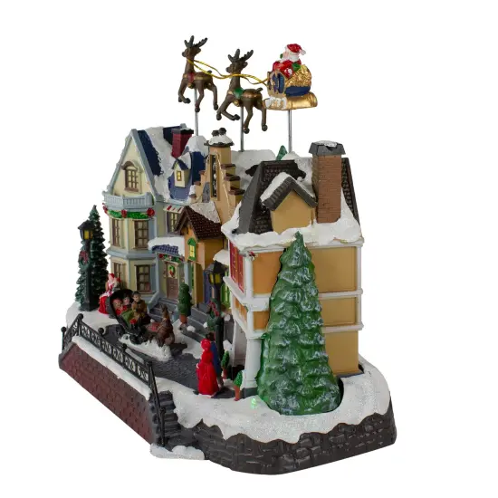 Northlight LED Lighted and Animated Christmas Village with Flying Sleigh Decoration - 16" White {5}