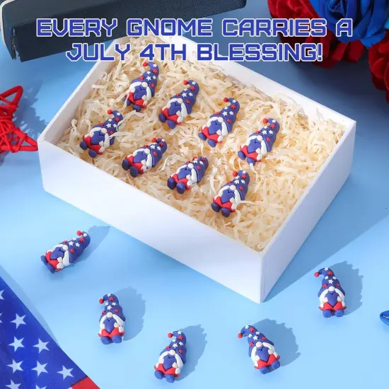 25 Pcs 4th of July Mini Gnome Decorations Patriotic Rubber Gnomes Red White Blue {3}
