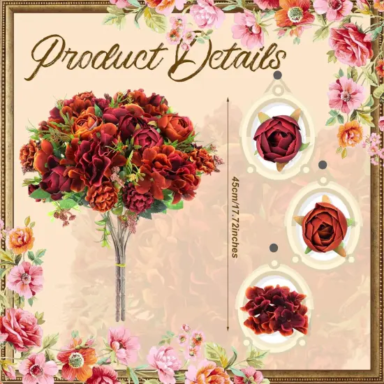 Fall Artificial Flowers Fake Silk Roses Bouquets Realistic Flower {2}