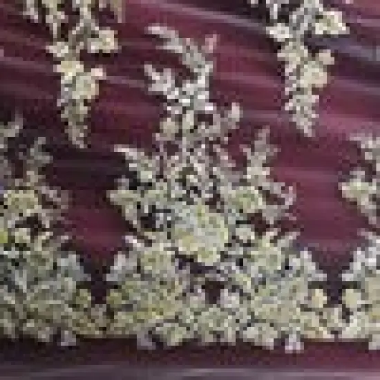 1 Yard Beaded & Sequined Embroidered Lace Fabric on 100% Polyester Mesh, 52" Wide Ivory {6}