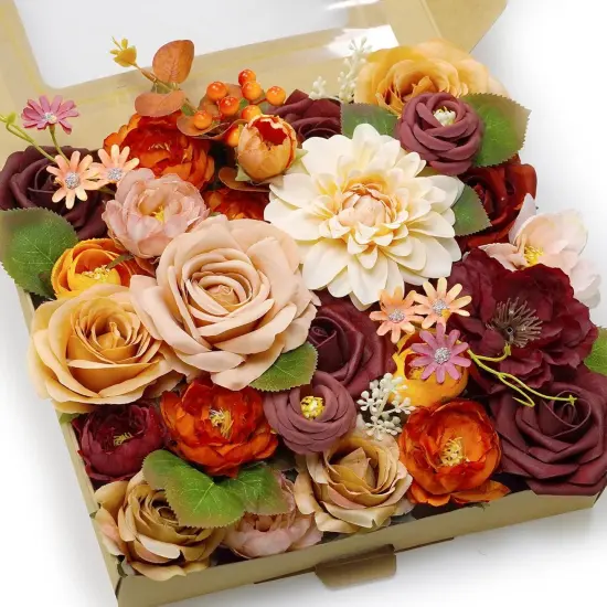 Fall Decor Artificial Flower Box Set Silk Fake Flowers for DIY Centerpieces Cake Decorations {1}