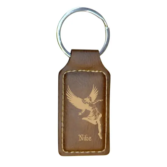 Keychain - Rectangle - Nike Goddess of Victory - Leather Rustic/Gold {1}