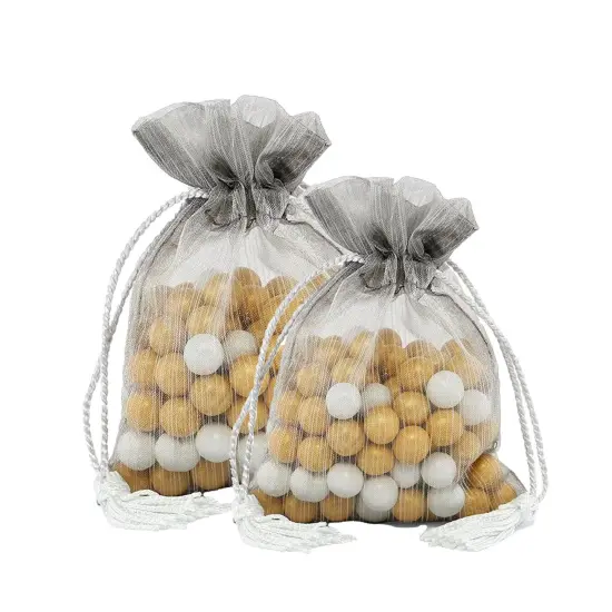 Luxurious Brushed Organza Bag with Tassels 5'' x 6 1/2'' {2}