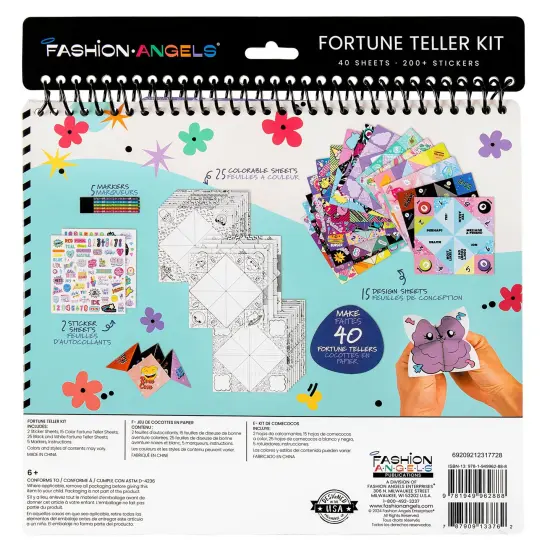 Fashion Angels: Secret Message Fortune Teller Portfolio - Design-Color-Fold, 40 Origami Paper Sheets, 200+ Stickers, 5 Markers, Girls-Tweens-Kids 6+ {6}