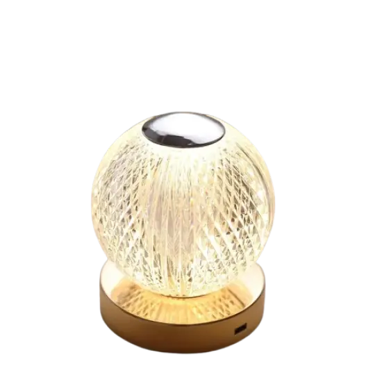 Clear 5 in Acrylic Crystal Ball TABLE LAMP USB Rechargeable LED Light Events {1}
