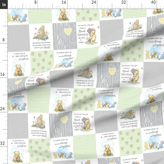Various Fabrics by the Yard or Fat Quarter Pooh Cheater Quilt Nursery Patchwork Nostalgic Children Animals Storybook Quote Winnie The Custom Printed Fabric by Spoonflower {1}