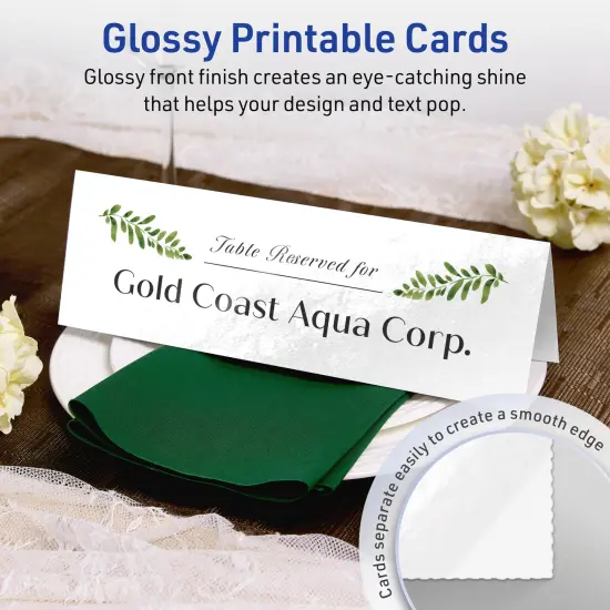 Avery Glossy White Tent Cards, 3-1/2" x 11" Rectangle {2}