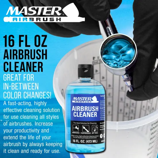 Airbrush Cleaner, 16-Ounce Pint Bottle - Fast Acting Cleaning Solution, Quickly Remove Water-Based Acrylic Paint, Watercolor, Makeup {2}