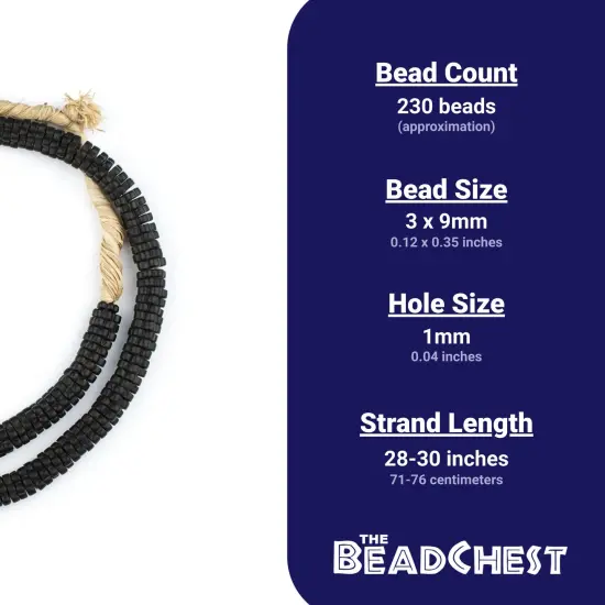 The Bead Chest Vintage Black Flower Beads 9mm Ivory Coast African Unusual Glass 28-30 Inch Strand Handmade {4}