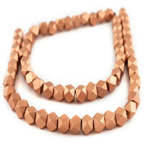 The Bead Chest Copper Cornerless Cube Wood Beads: 12mm Diamond Cut Natural Organic Beads for Jewelry Making {3}