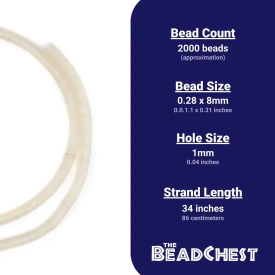 The Bead Chest African Vinyl Beads, Ghana Vulcanite Crafts Supplies for DIY Jewelry Making, Necklaces, Bracelets (8mm, Clear) {4}