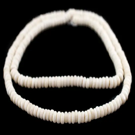 The Bead Chest 6mm White Bone Button Beads: Nepal Flat Round Disk Heishi Beads for DIY Necklace Jewelry Making {3}