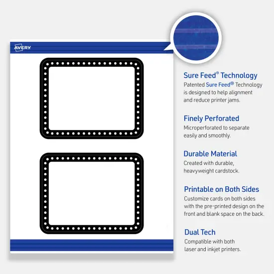 Avery Printable Rectangle Postcards with Rounded Corners, Black and White Polka Dots, 4.25" x 5.5", Matte White Rectangle Postcards with Rounded Corners, Laser/Inkjet, 20ct, Great for Postcards {3}