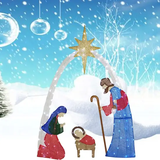 Serene 54-Inch H Nativity Scene with 115 Cool White LED Lights {2}