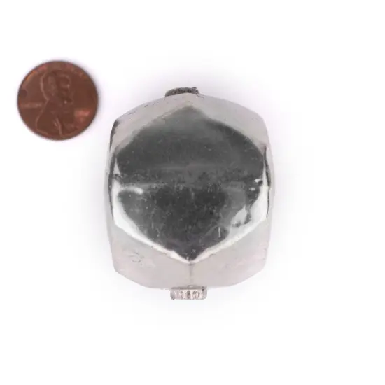 The Bead Chest Hollow Cornerless Cube Bead: Large Silver 35mm Centerpiece Pendant Bead {2}