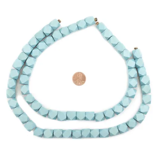 The Bead Chest Light Blue Cornerless Cube Wood Beads: 12mm Diamond Cut Natural Organic Beads for Jewelry Making {2}