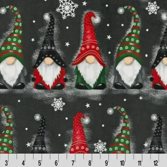 Black Gnomes Digital Cuddle Ash Fabric per yard {1}