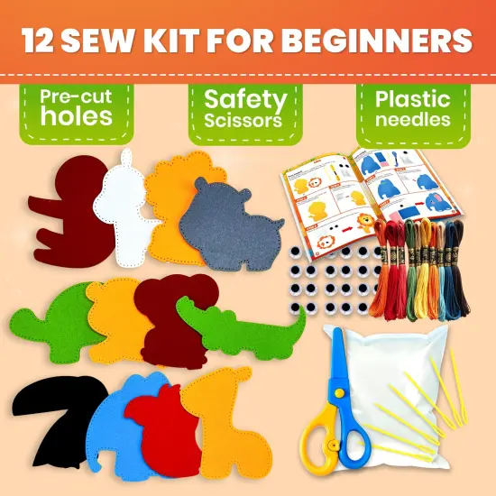 Craft Kits for Kids - 12 Wild Safari Sewing Kit Basic {2}