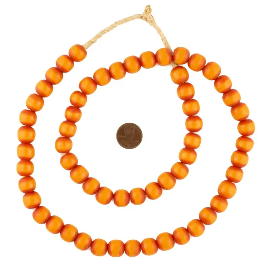 The Bead Chest Tangerine Kenya Amber Resin Beads 12mm African Orange Round Large Hole 30 Inch Strand Handmade {2}