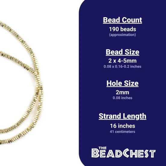 The Bead Chest Faceted Gold Color Square Beads 4mm, 16 Inch Strand Unusual Brass Large Hole {4}