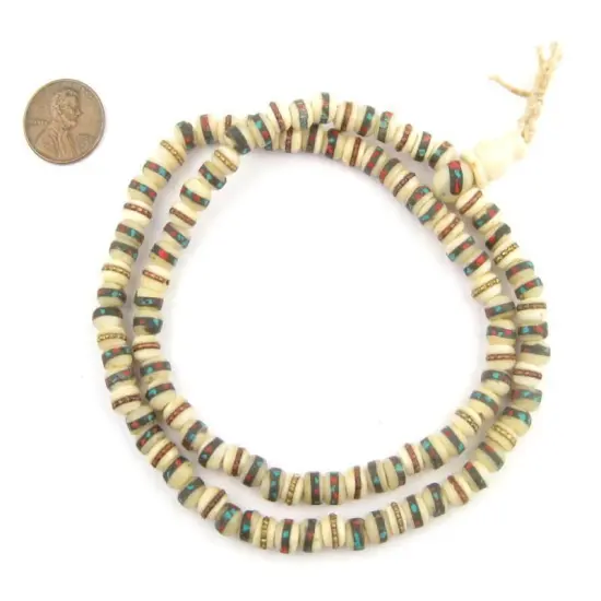 The Bead Chest Mala Meditation Beads - 108 Inlaid Prayer Beads for Yoga, Necklace, Jewelry (6mm, White Bone) {2}