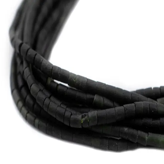 The Bead Chest Dark Green Jade Cylinder Beads 2mm Afghanistan Gemstone 13 Inch Strand {1}