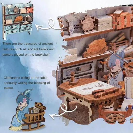 Book Nook Wizardi Miniature - Azure Phoenix Lodge Roombox Kit {6}