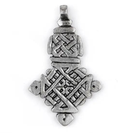 The Bead Chest Silver Ethiopian Coptic Cross Pendant, African Abyssinian Design, Orthodox Christian Pendant for Jewelry {1}