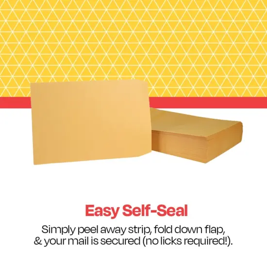 School Smart Grip Seal Envelopes, 10 x 13 Inches, Kraft, Pack of 100 {4}