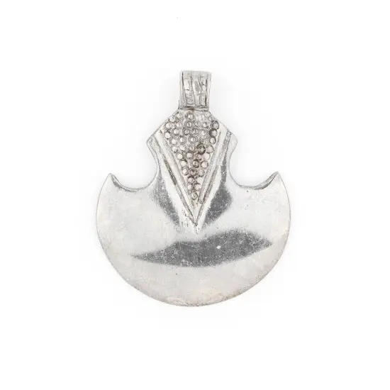 The Bead Chest Silver Half Moon Tuareg Shield Pendant (63x51mm): North African Tribal Berber Moroccan Sahara Pendant for Jewelry {1}