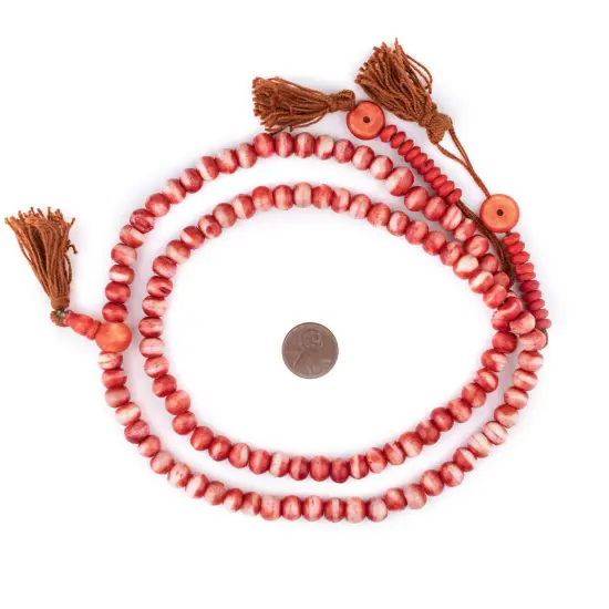 The Bead Chest Red Rustic Bone Mala Beads (8mm) {2}