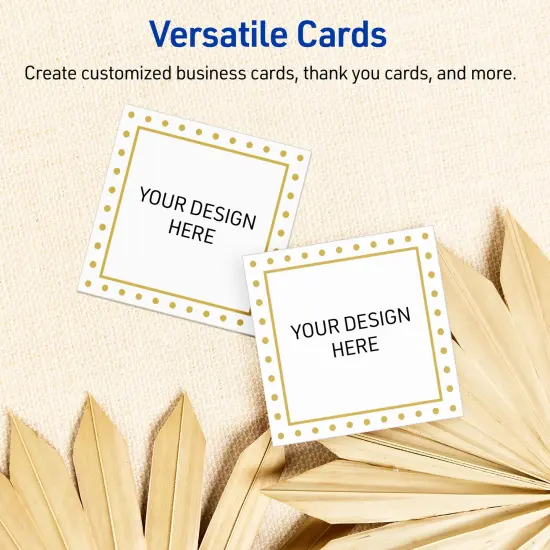 Avery Printable Square Cards, Gold Border with Gold Dots, 2" x 2", Matte White Square Cards, Laser/Inkjet, 120ct, Great for Business Cards {6}